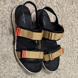 Hush Puppies Black and Gold Strap Sandals